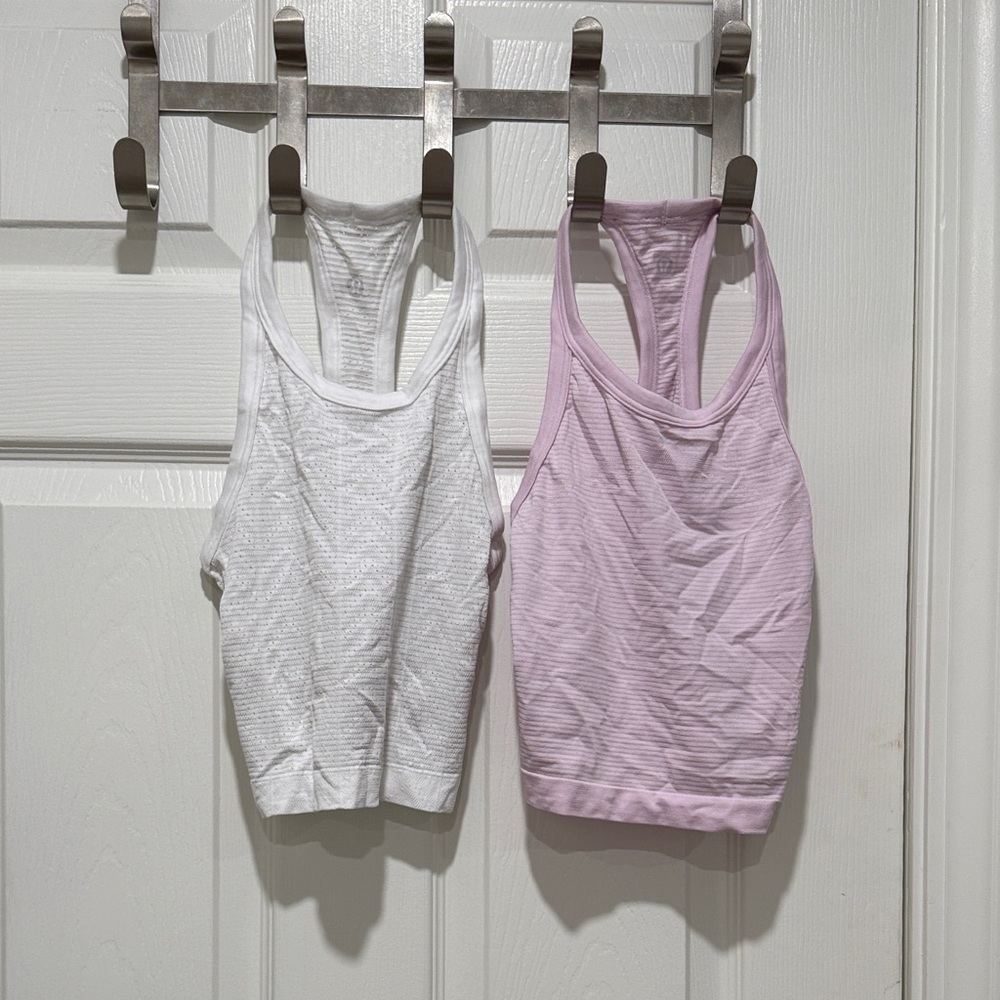 lululemon athletica White and Light Pink Tank Tops